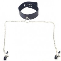 Collar with Nipple Clamps Black